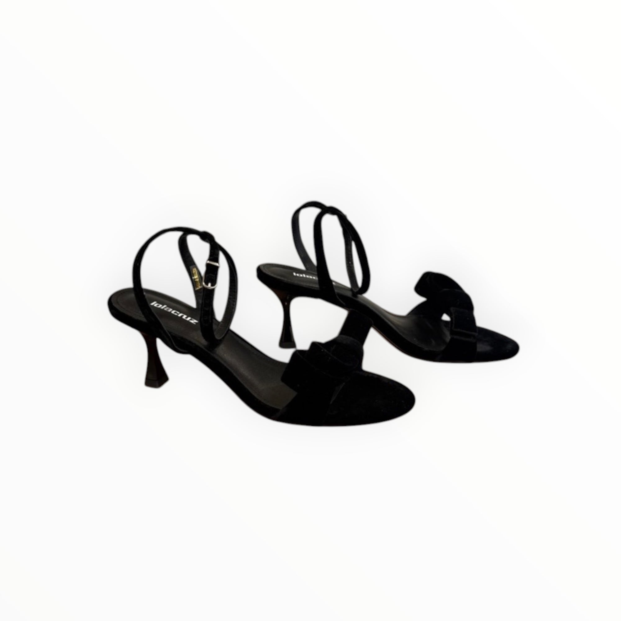 Lola Cruz Cynthia Velvet Heels 65 With Bow - Black