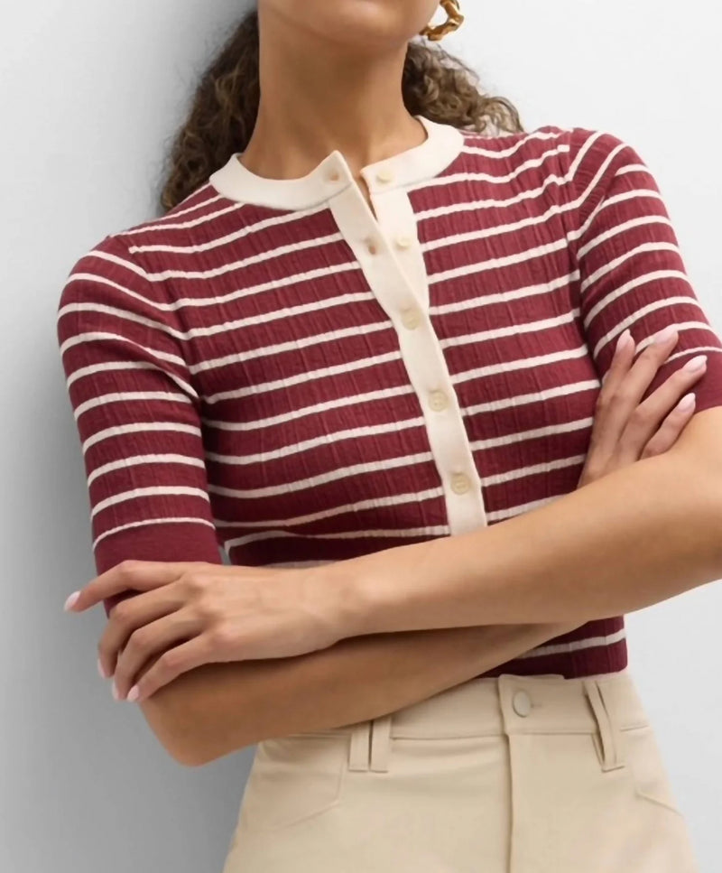 A.L.C. Fisher Top - White/Syrah Stripe