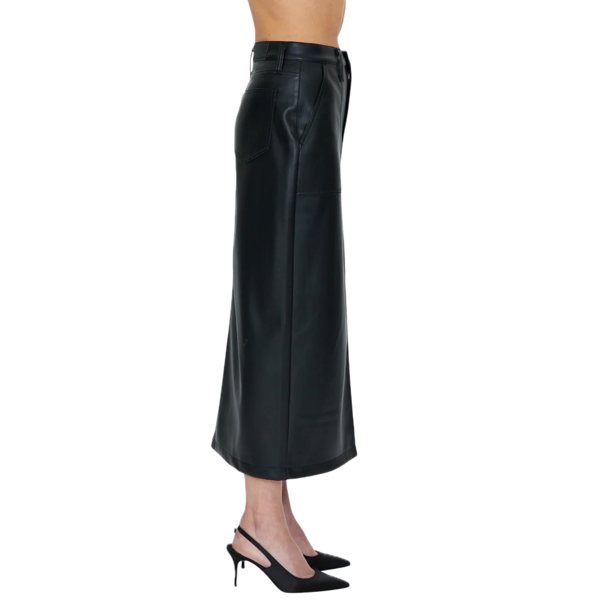 Pistola Alice Faux Leather Utility Skirt - Slate Black