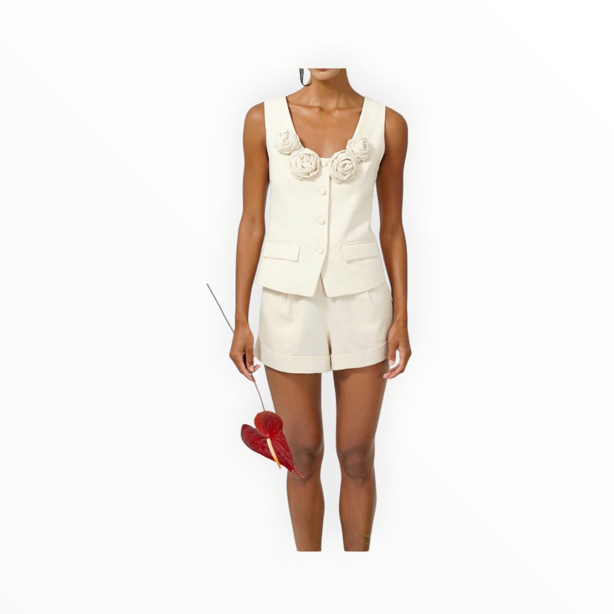 Adelyn Rae Hailey Linen Vest - White