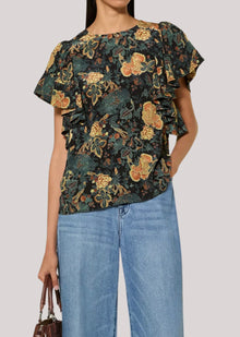 Ulla Johnson Lena Silk Flutter Sleeve Blouse - Nuit