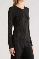 Frame The Rhinestone Jersey Top - Black