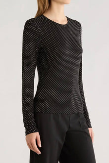 Frame The Rhinestone Jersey Top - Black