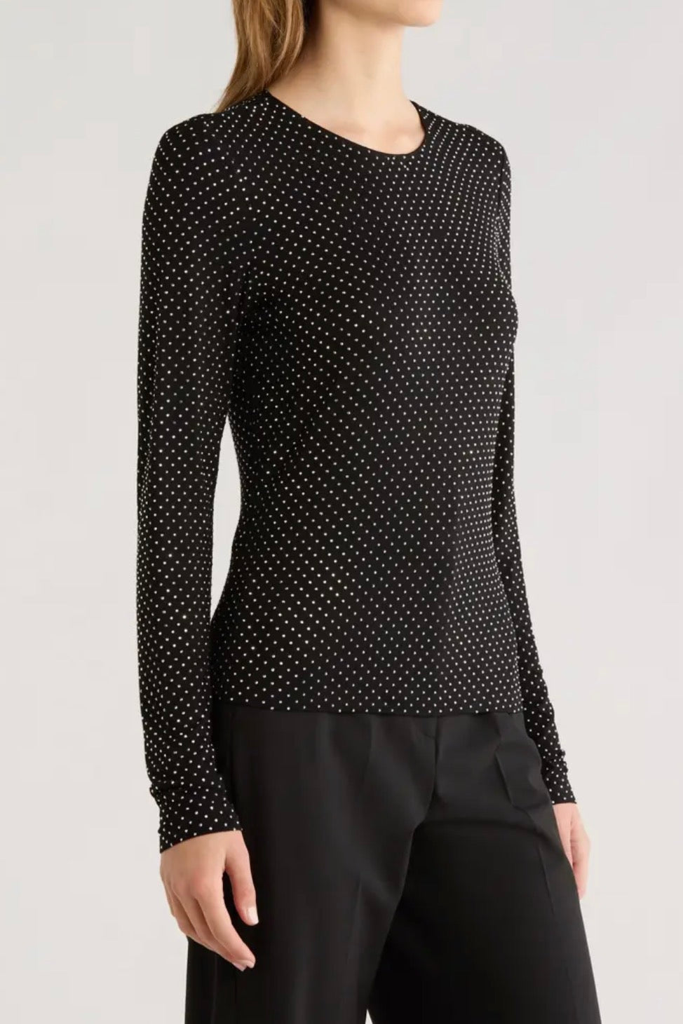 Frame The Rhinestone Jersey Top - Black