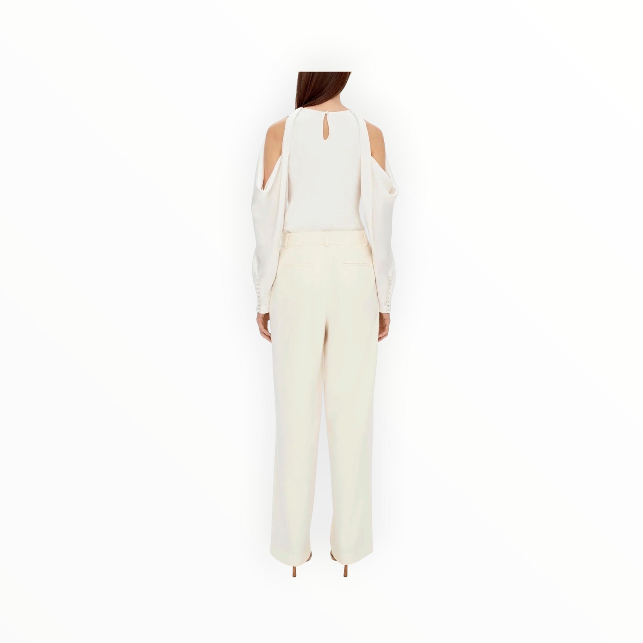 SIMKHAI Novia Pleated Straight Leg Pant - Eggshell
