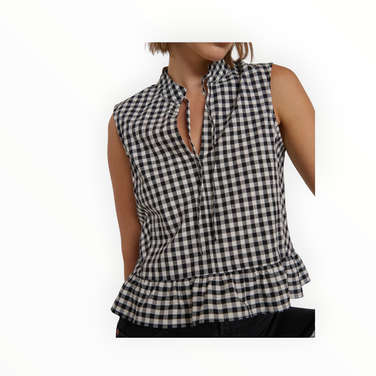 Nation Ltd Dana Tank - Black Cream Gingham