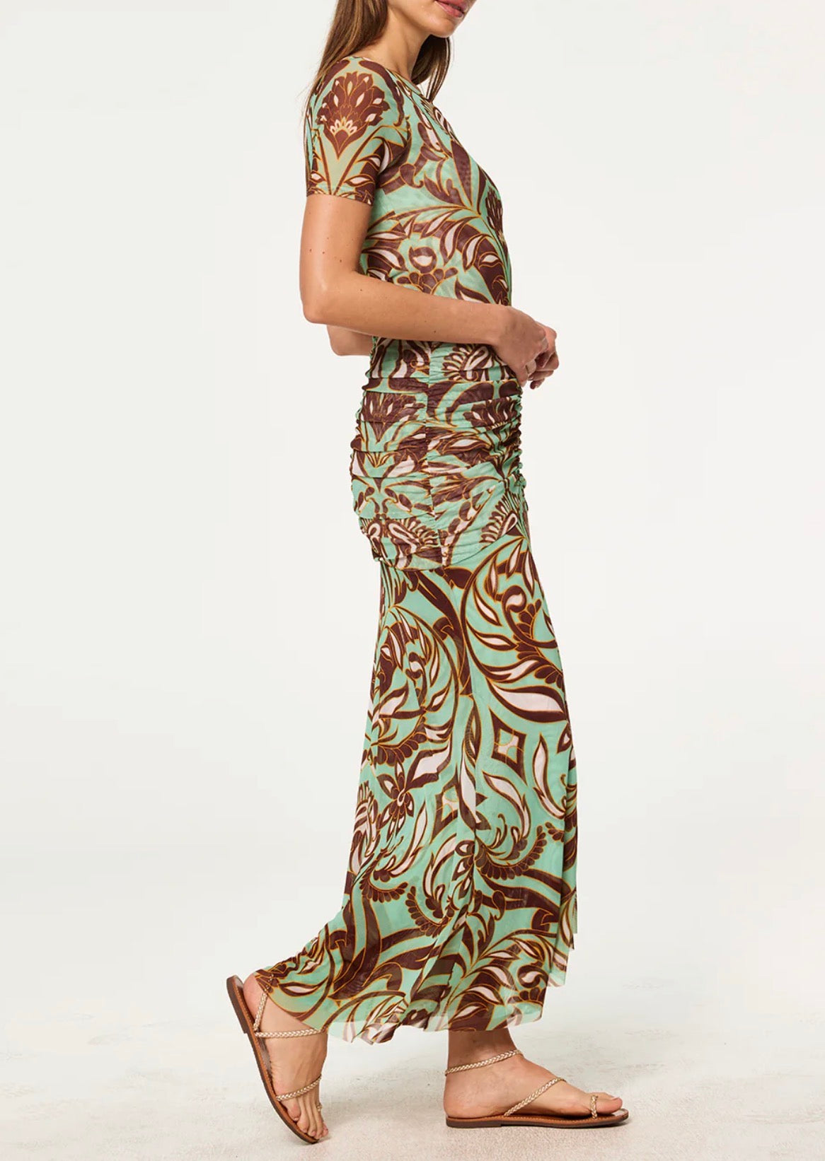 MISA Ollie Skirt - Brown Vintage Botanical Mesh