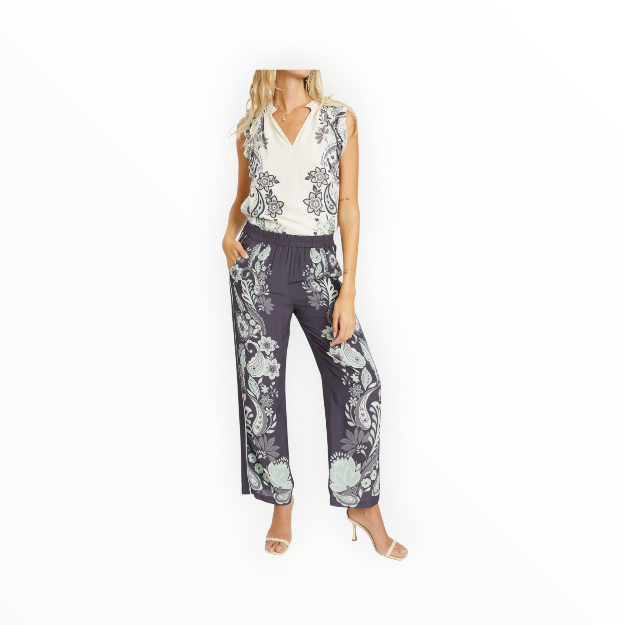 Caballero Alani Top - Protea Paisley Ivory
