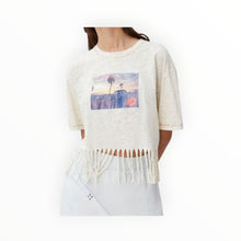 GANNI Fringe Graphic Tee - Egret