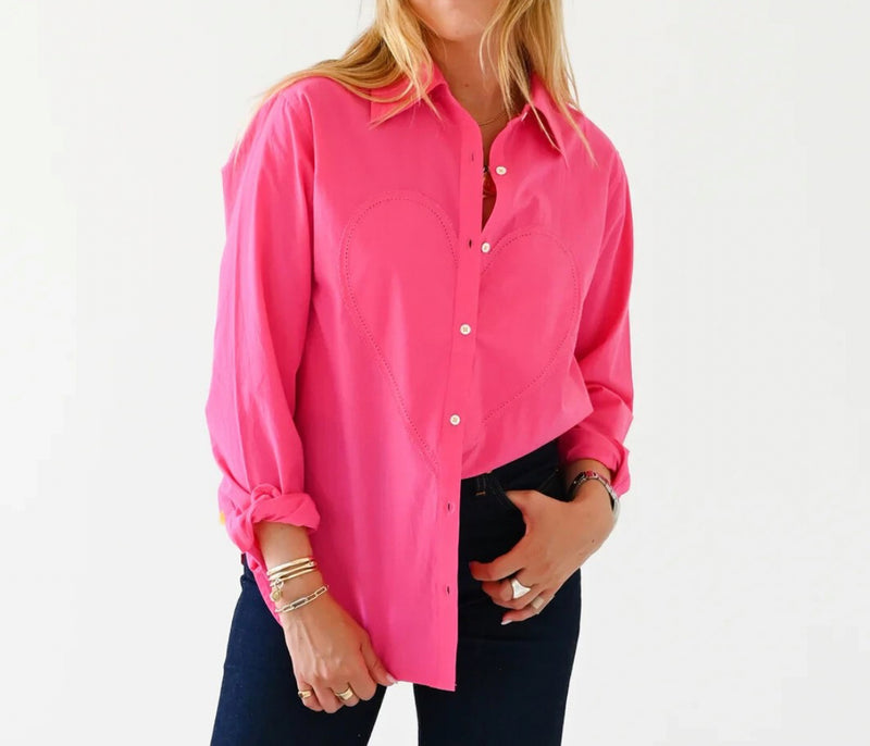 Kerri Rosenthal Mia Maxi Heart Shirt - Pop Pink