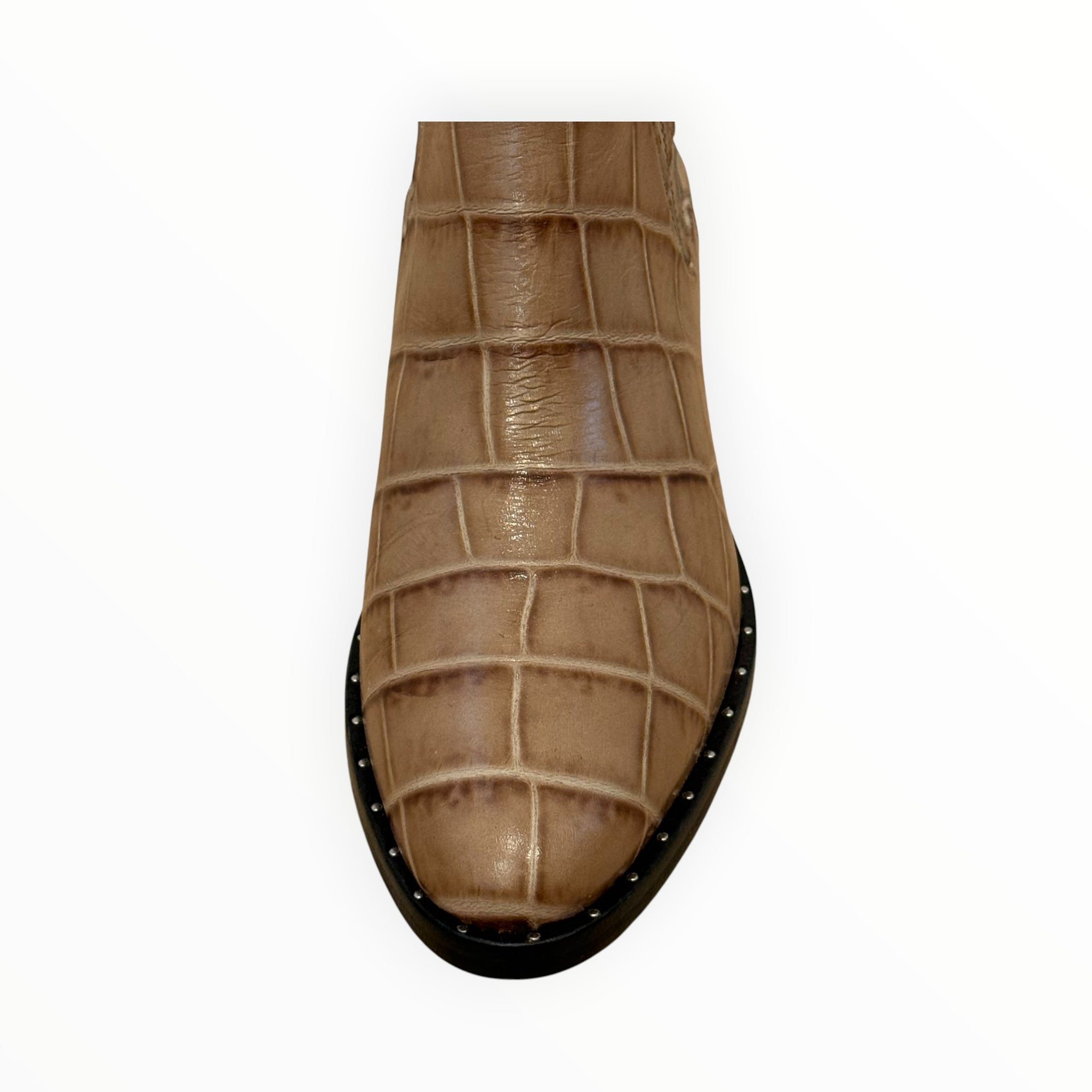 Frēda Salvador Drew Chelsea Boot - Khaki Croc Embossed