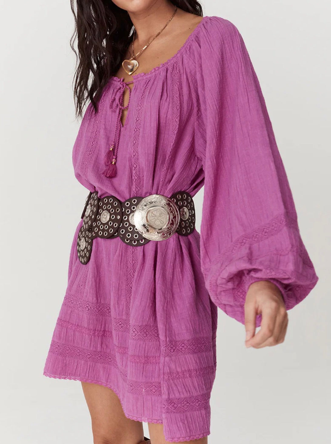 SPELL Serendipity Lace Tunic Dress - Orchid