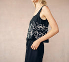 Bella Dahl Square Neck Ladder Trim Top - Black