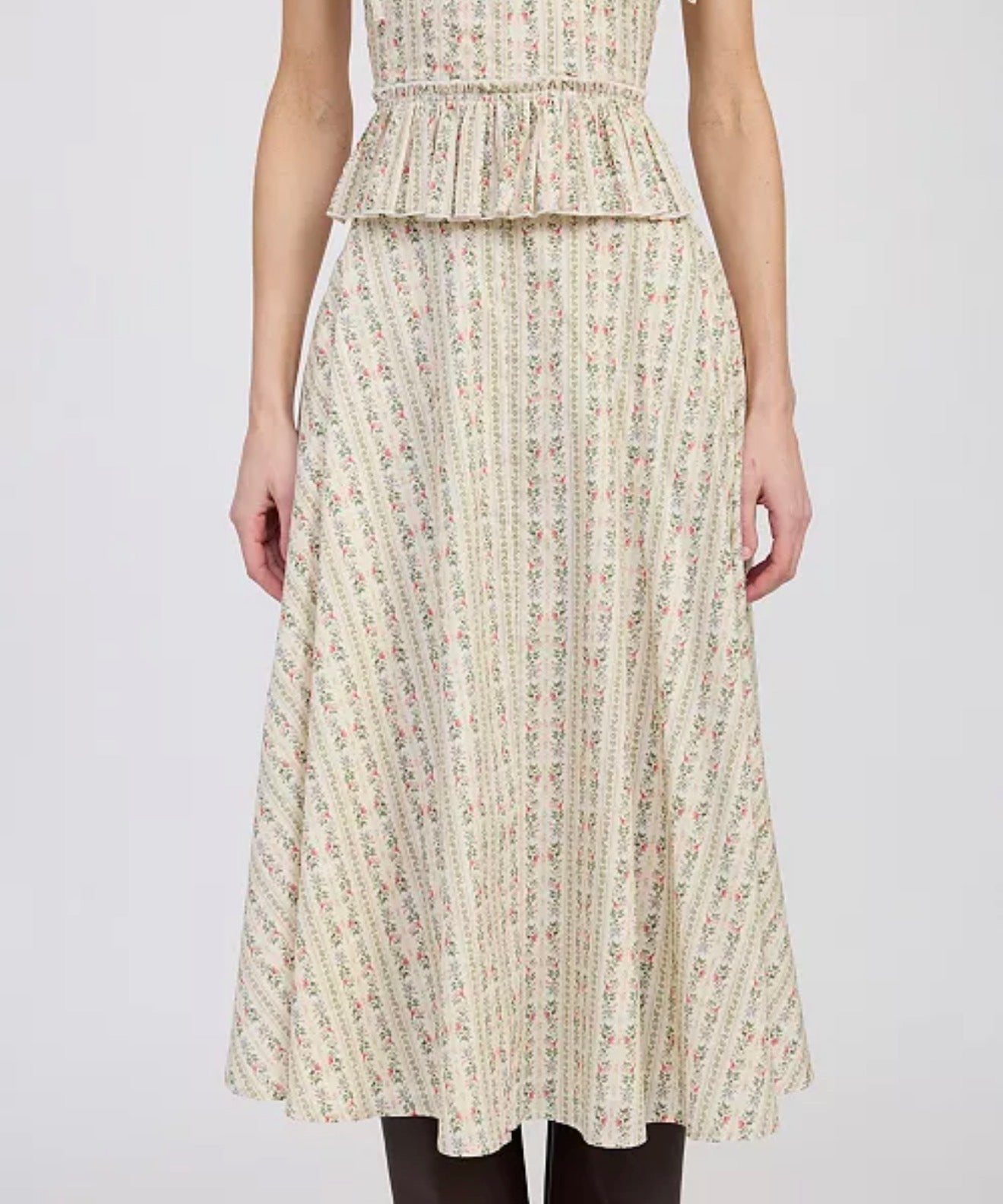 En Saison Rosalia Skirt - Ivory Olive Multi