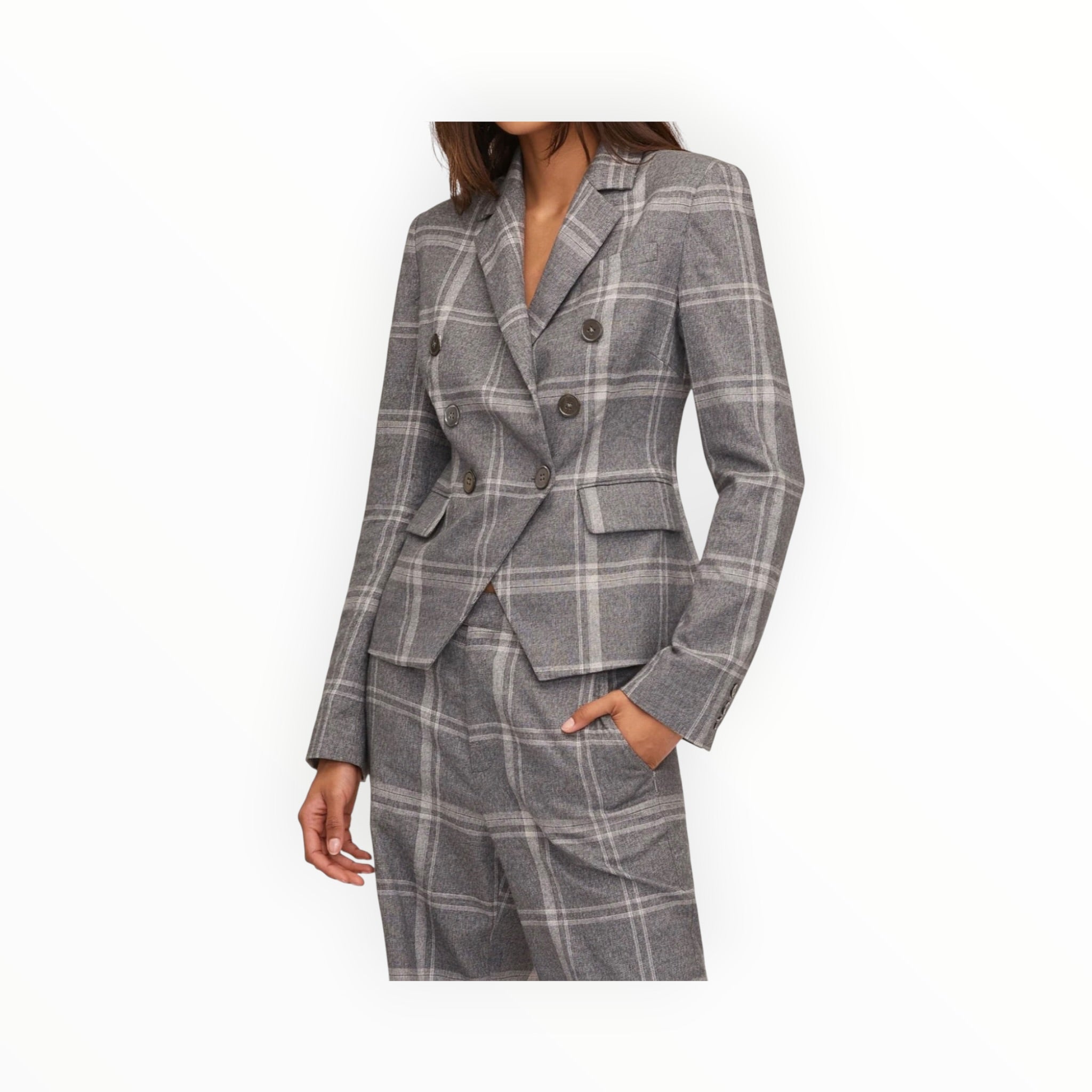Marissa Webb Perrie Blazer - Steel Plaid