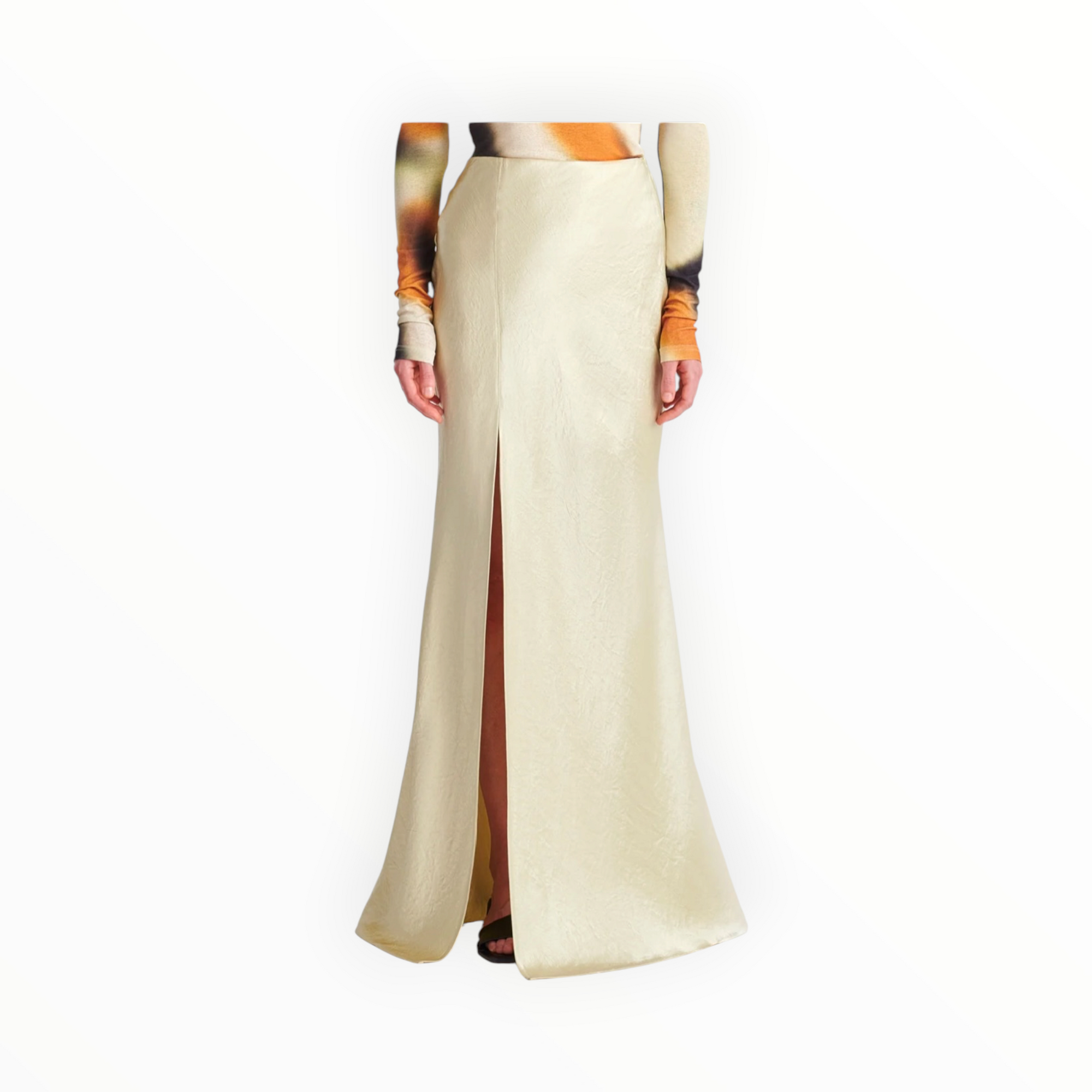 Nanushka Harlow Crinkled-Satin Skirt - Green Tea