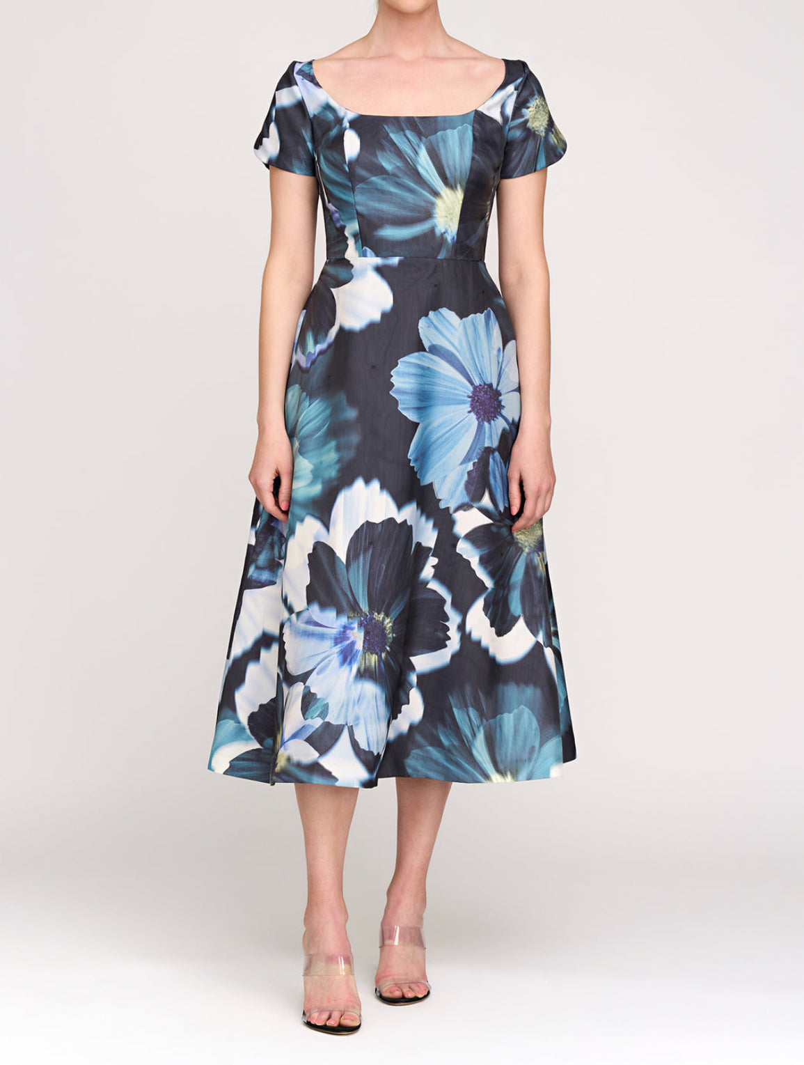 Kay Unger Emma Tea Length Dress - Flint/Light Teal