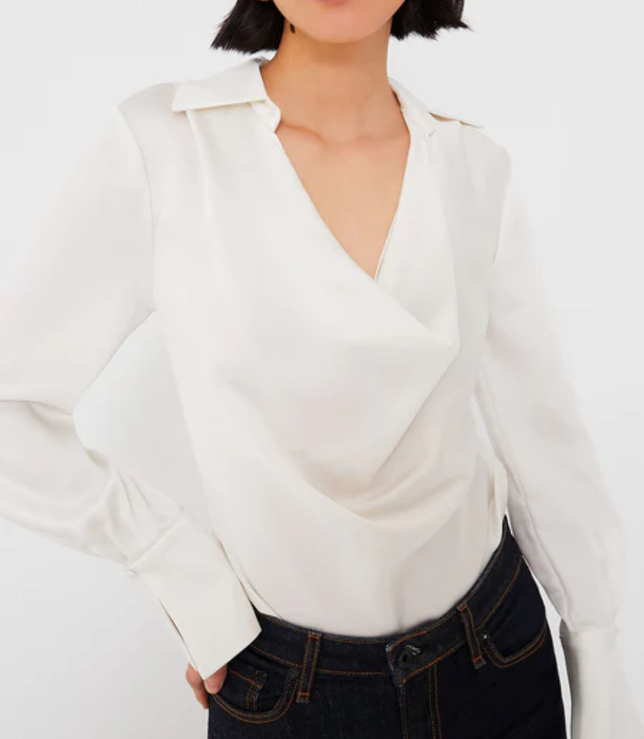 SIMKHAI Symone Cowl Neck Top - Ivory