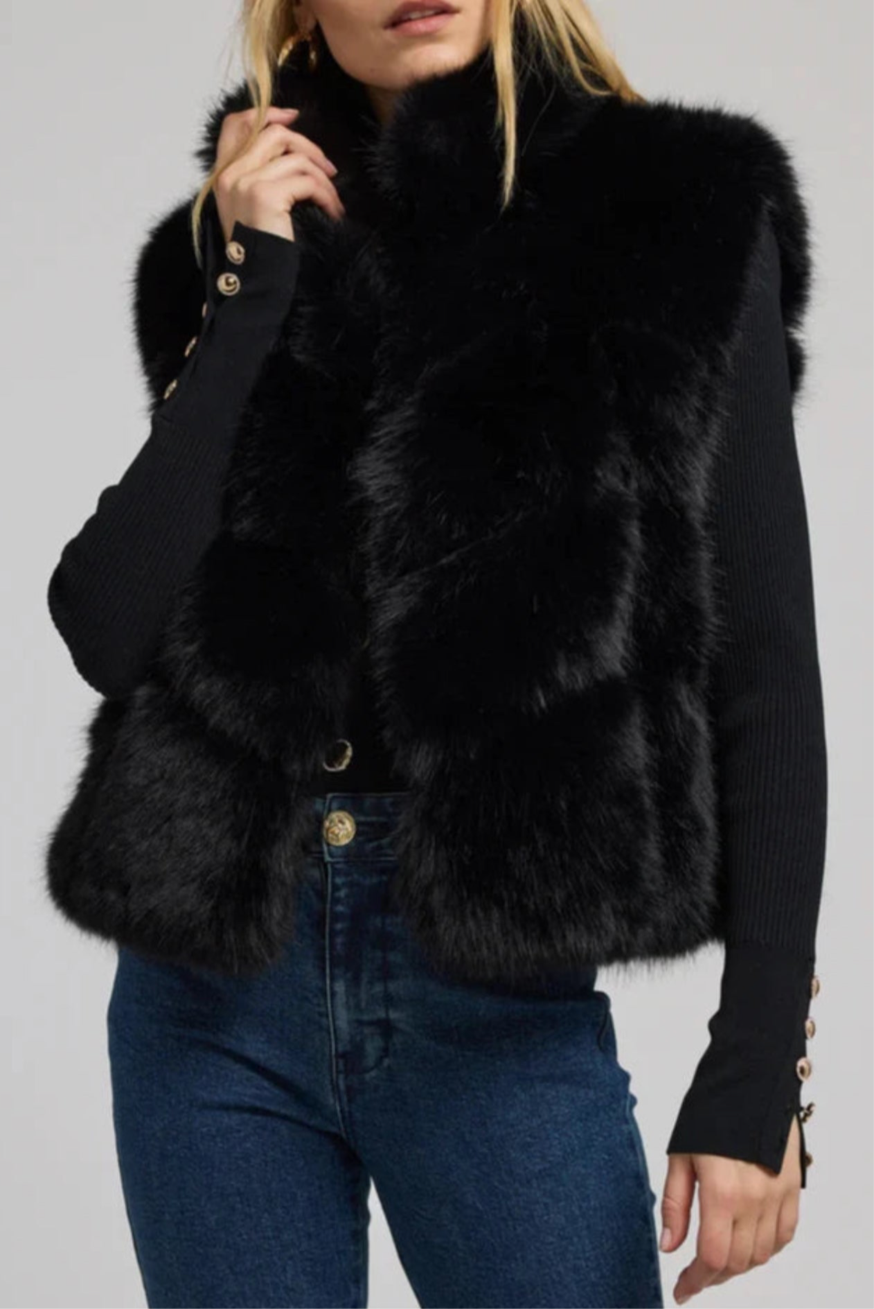 Generation Love Rosario Faux Fur Vest - Black