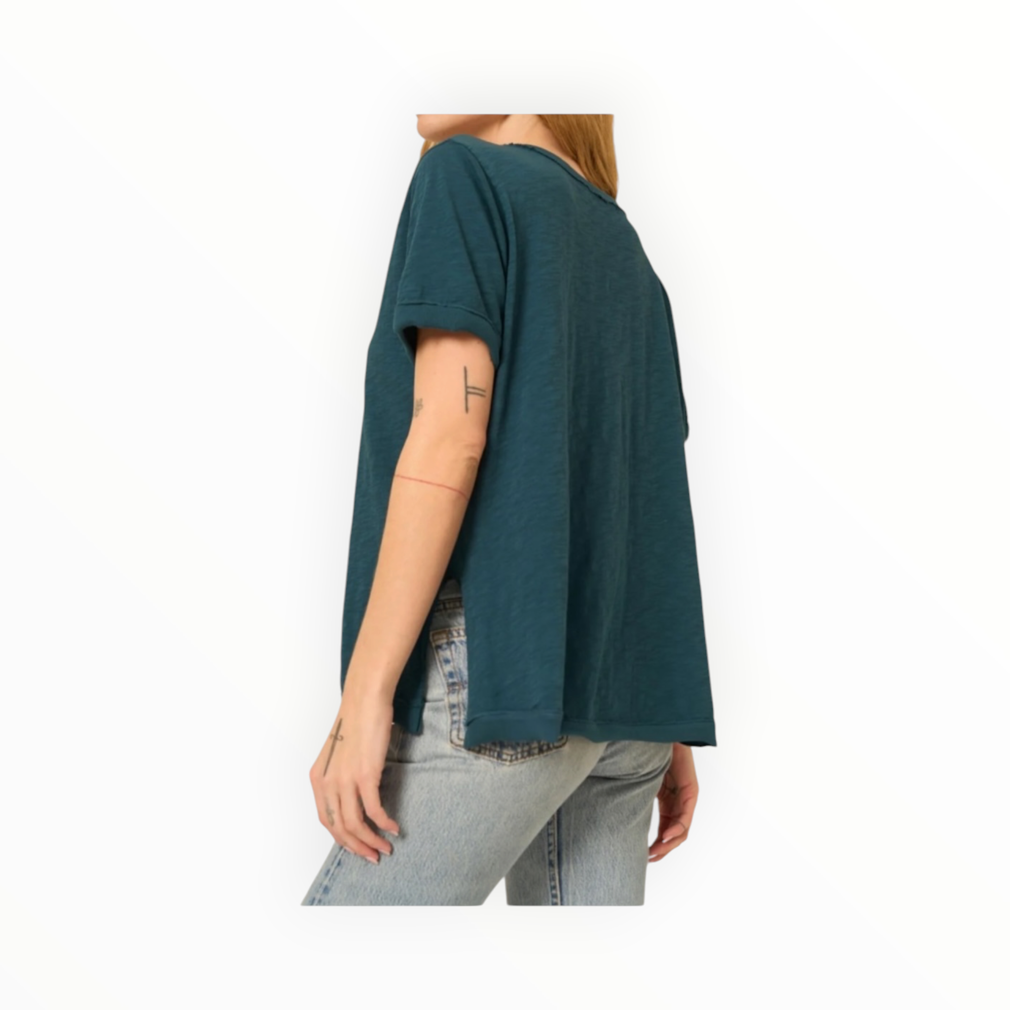 Project Social Tee Knock Out V Neck Tee - Oceanic Teal