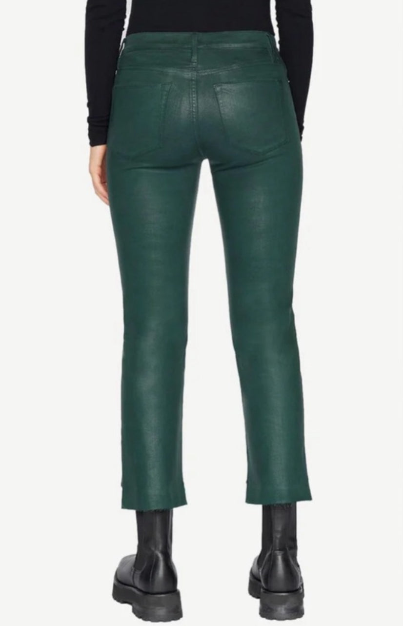 Frame Le High Straight Raw Stagger Coated Jean - Pine