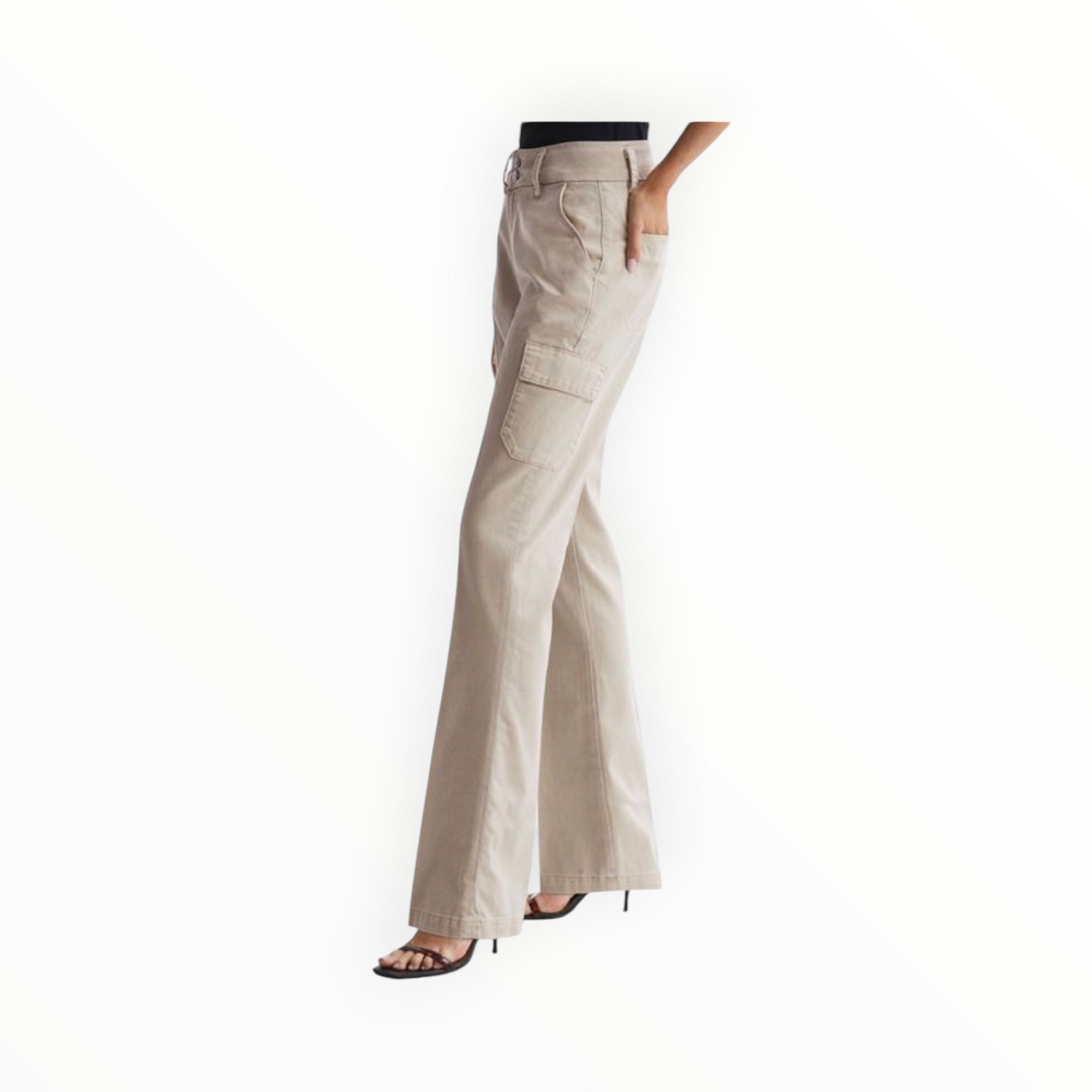 Paige Dion Flare Leg Utility Jeans - Vintage Warm Sand
