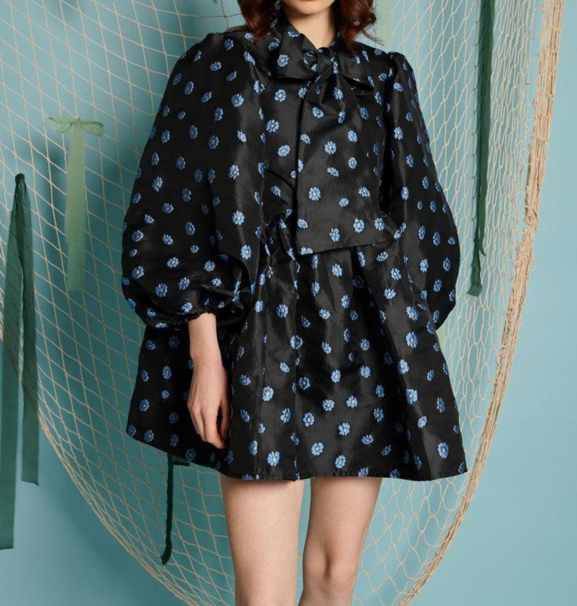 Sister Jane Paddle Jacquard Mini Dress - Black