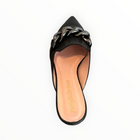 Pretty Ballerinas Overside Chain Leather Mules - Black