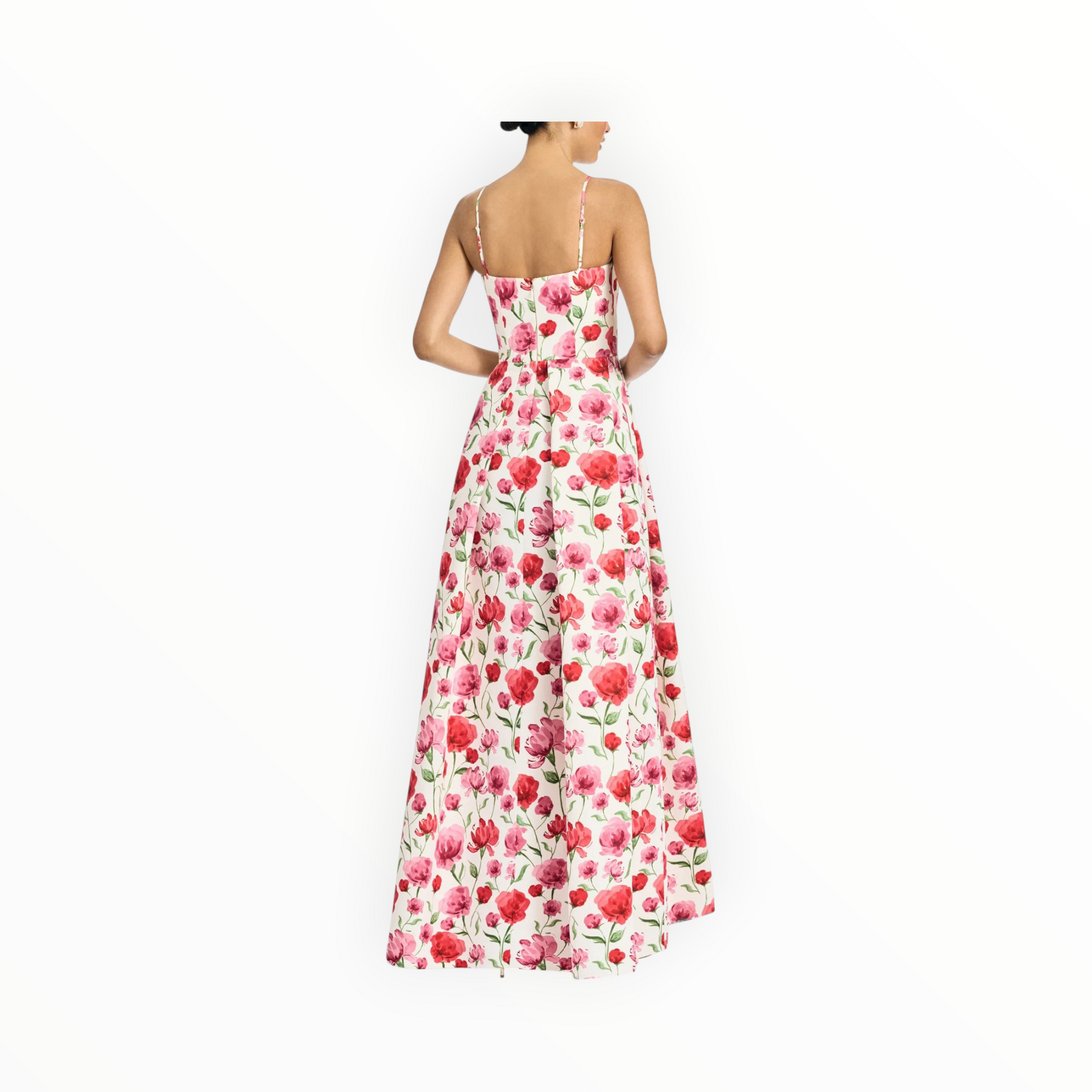 Sachin & Babi Beau Ivory Floral Waist Gown - Watercolor Poppies