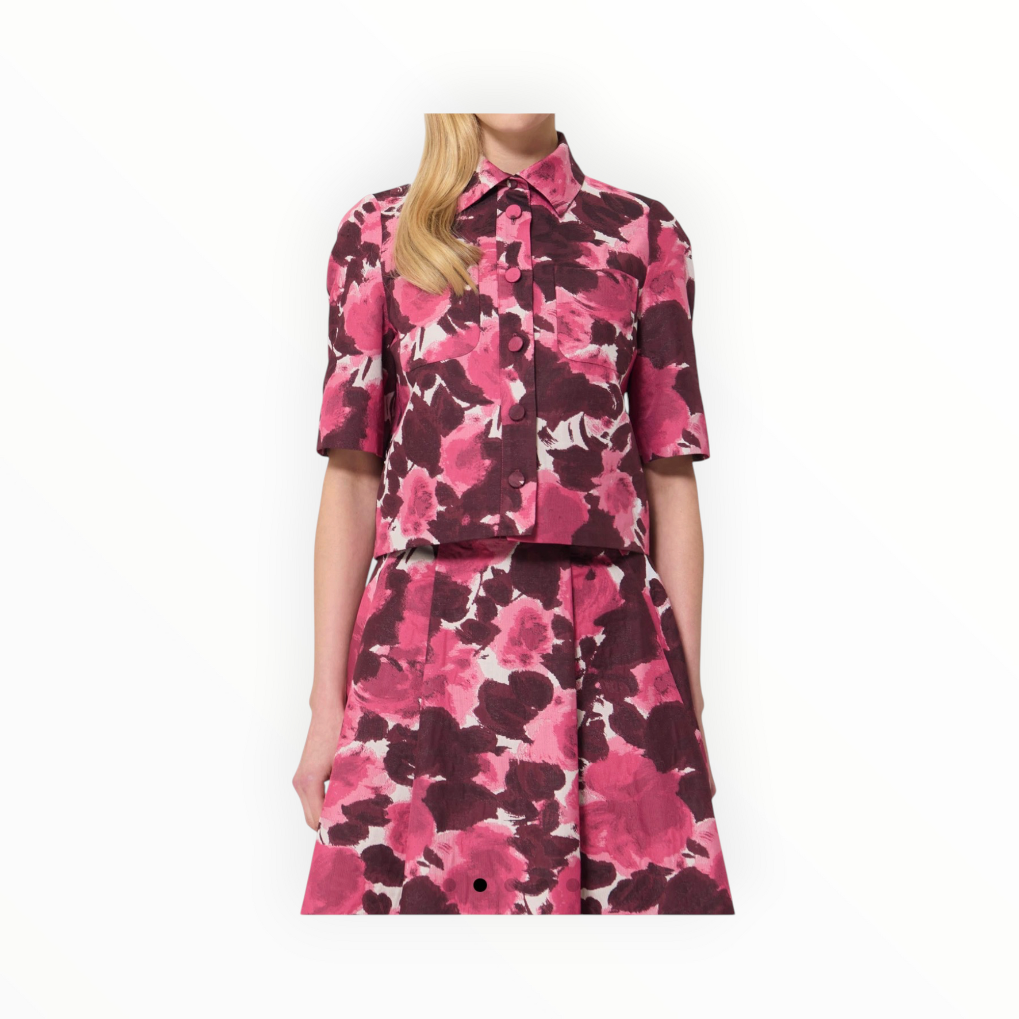 Tara Jamon Carolane Shirt - Ecru Jacquard Floral