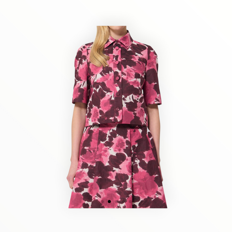 Tara Jamon Carolane Shirt - Ecru Jacquard Floral