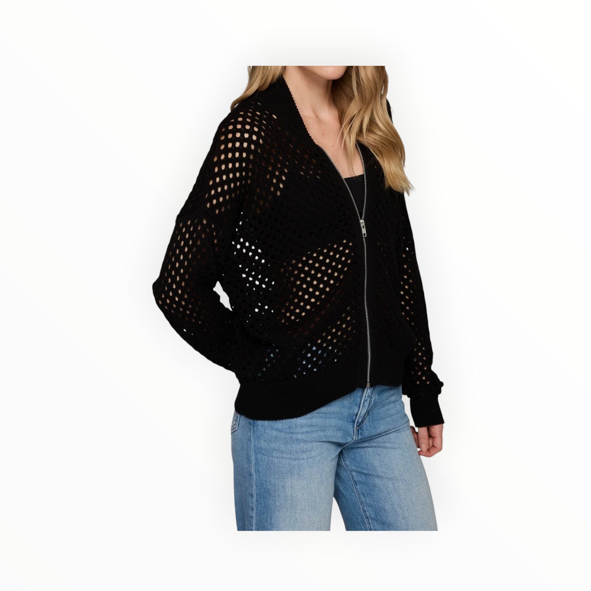 Autumn Cashmere Mesh Bomber - Black