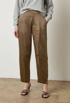 LILLA|P Satin Fly Front Pant - Parsley