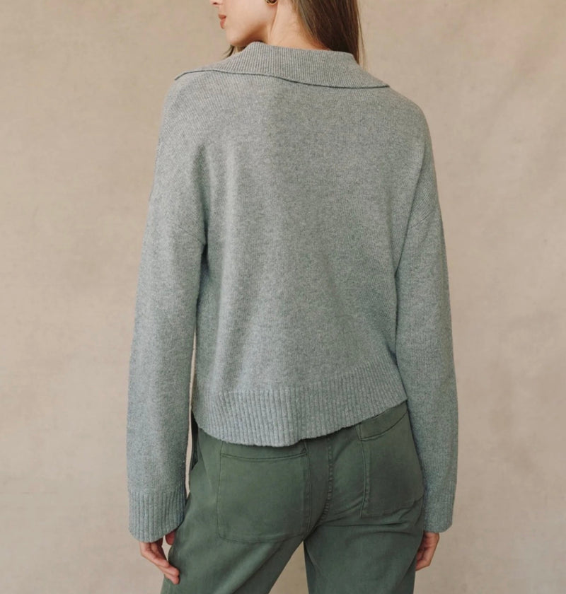 Bella Dahl Pullover Sweater With Collar - Heather Grey