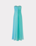 MILLY Sunset Stripe Strapless Dress - Blue Multi