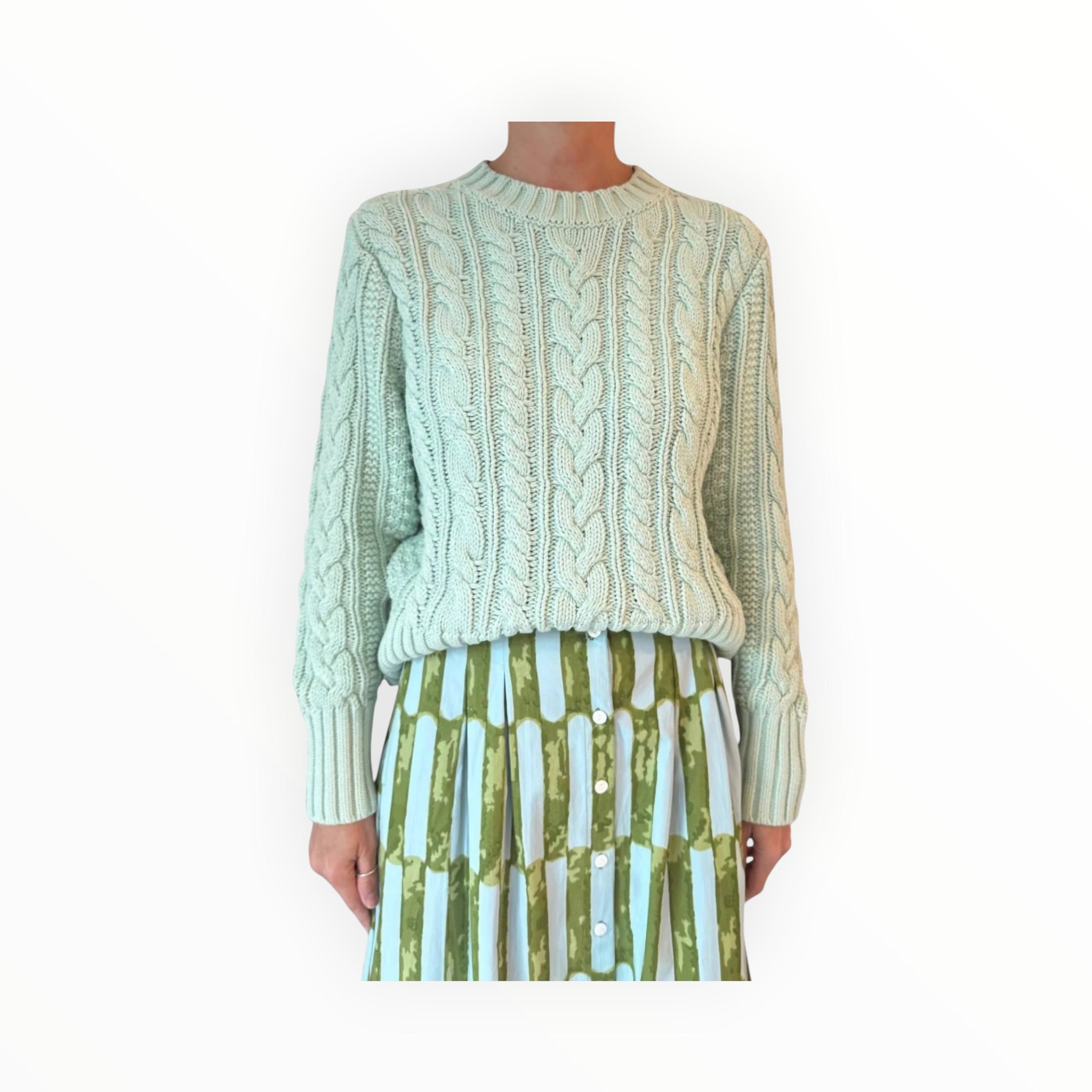 OLIVIA by livro Cable Crewneck Sweater - Mist