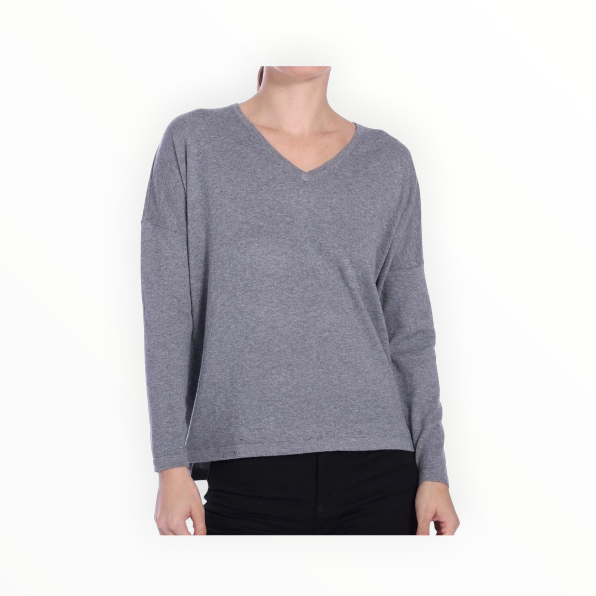 Minnie Rose V Neck Pullover - Grey Shadow