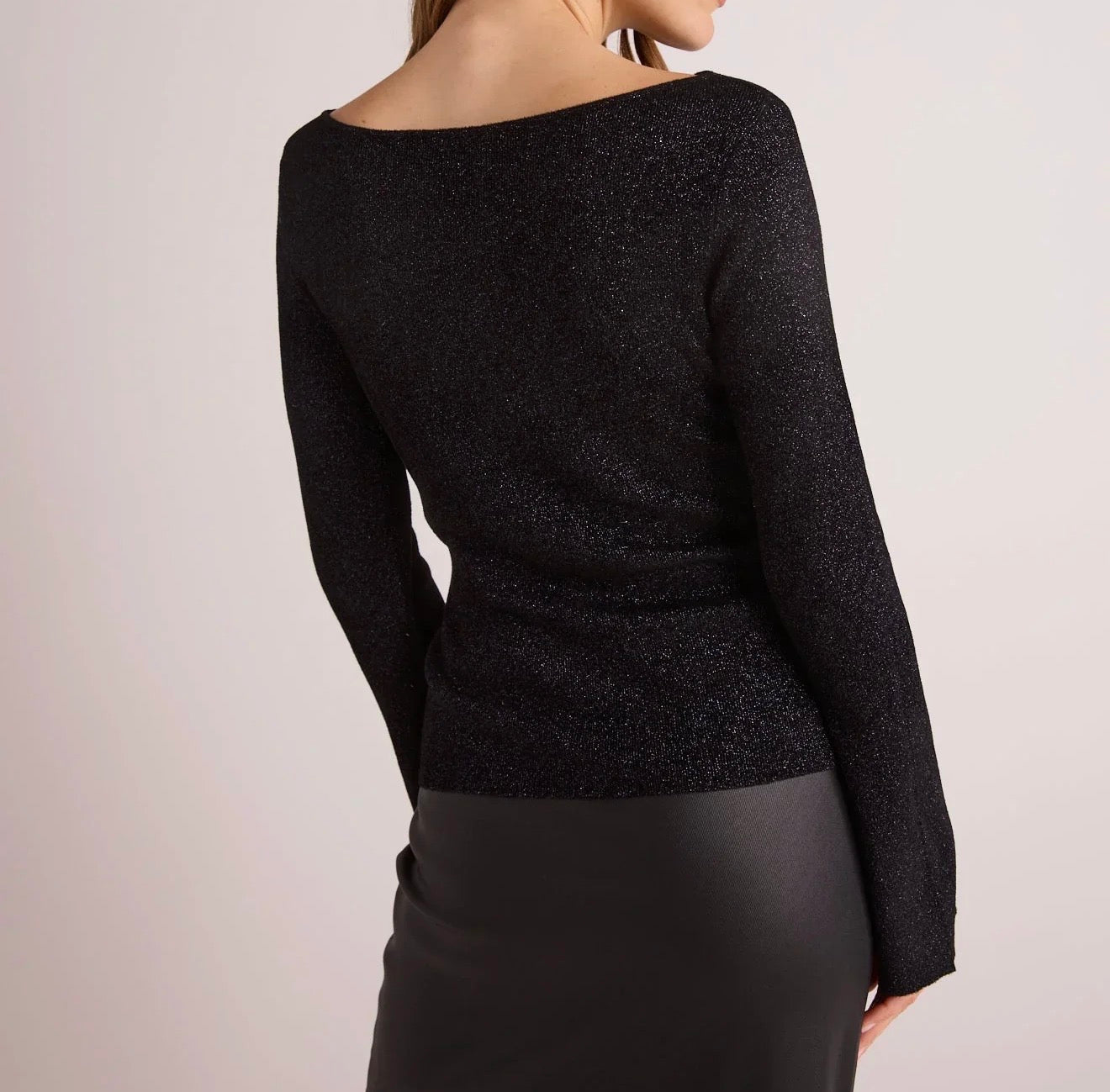 Bella Dahl Boatneck Long Sleeve Sweater - Black/Metallic