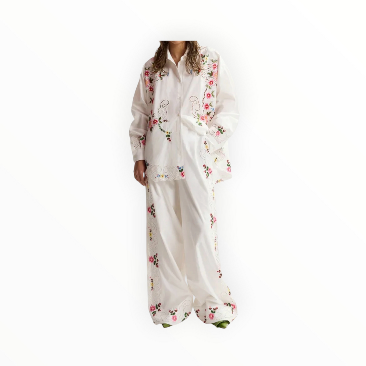 Essentiel Antwerp Janai Embroidered Pants - White