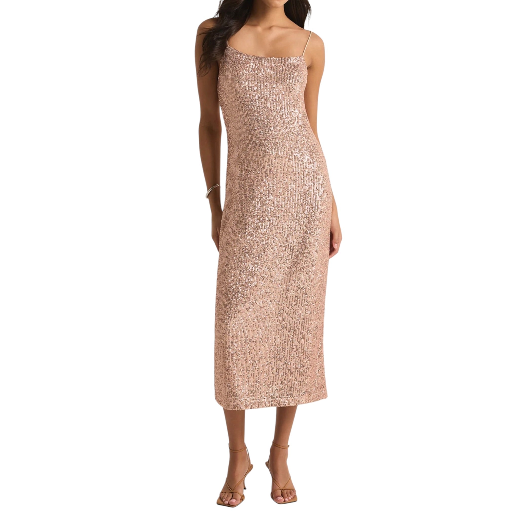 Z Supply Paulina Sequin Dress - Rose Gold