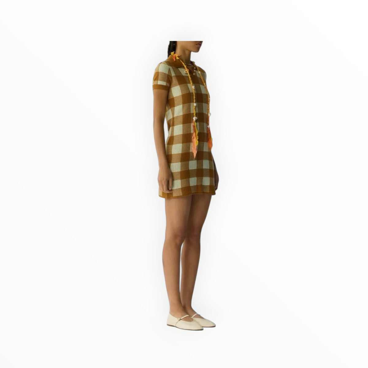 Guest In Residence Gingham Polo Dress - Suede/Limewash