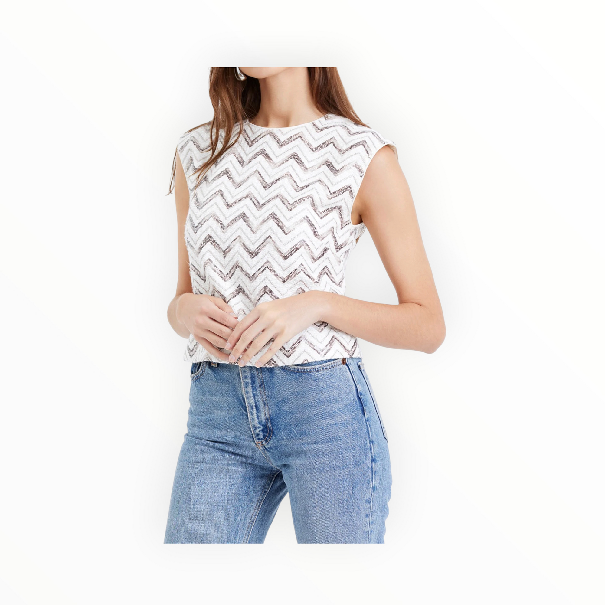 Greylin Toledo Sequin Top - Ivory