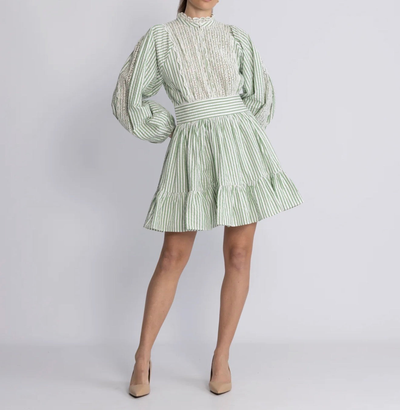 byTiMo Seersucker Mini Dress - Green Stripe