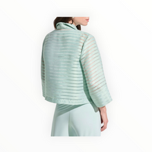 Joseph Ribkoff Shadow Stripe Swing Jacket W/Lapel Style - Pistachio