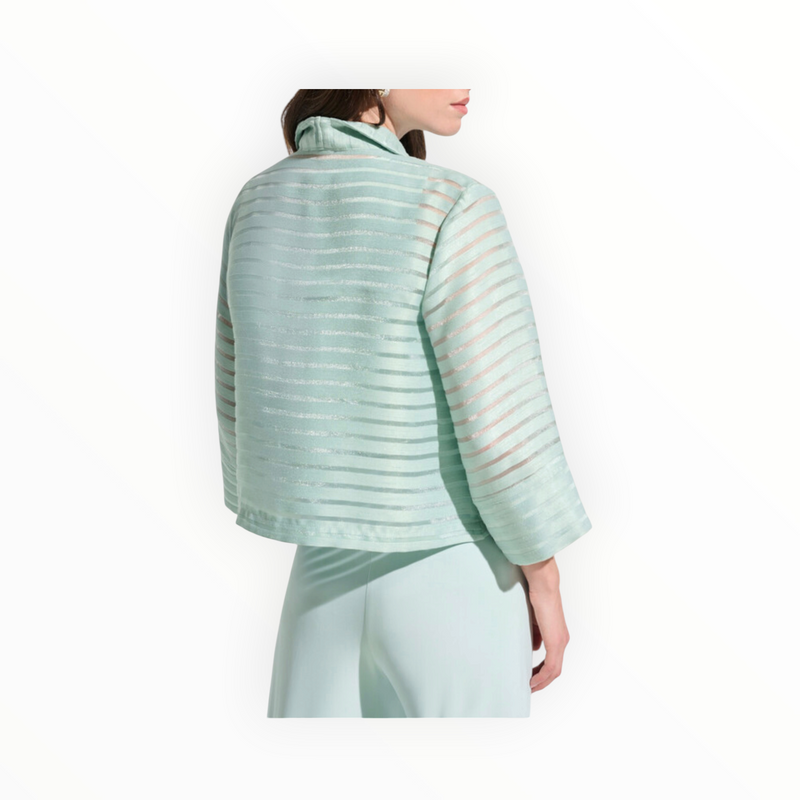 Joseph Ribkoff Shadow Stripe Swing Jacket W/Lapel Style - Pistachio