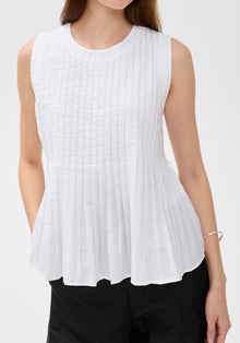 Meimeij Mini Pleats Sleeveless Top - Off White