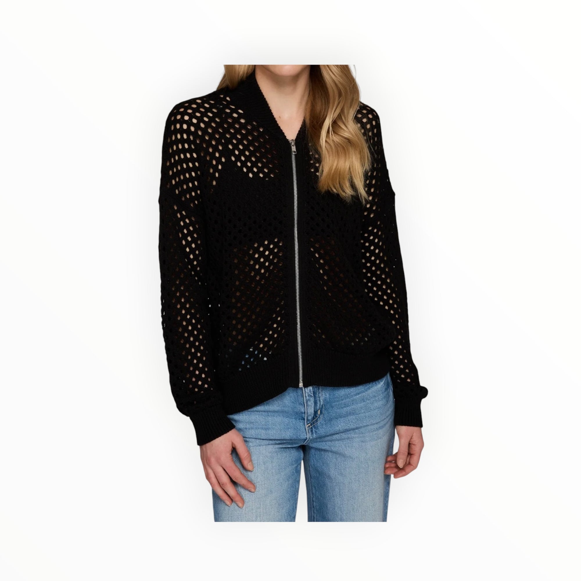 Autumn Cashmere Mesh Bomber - Black