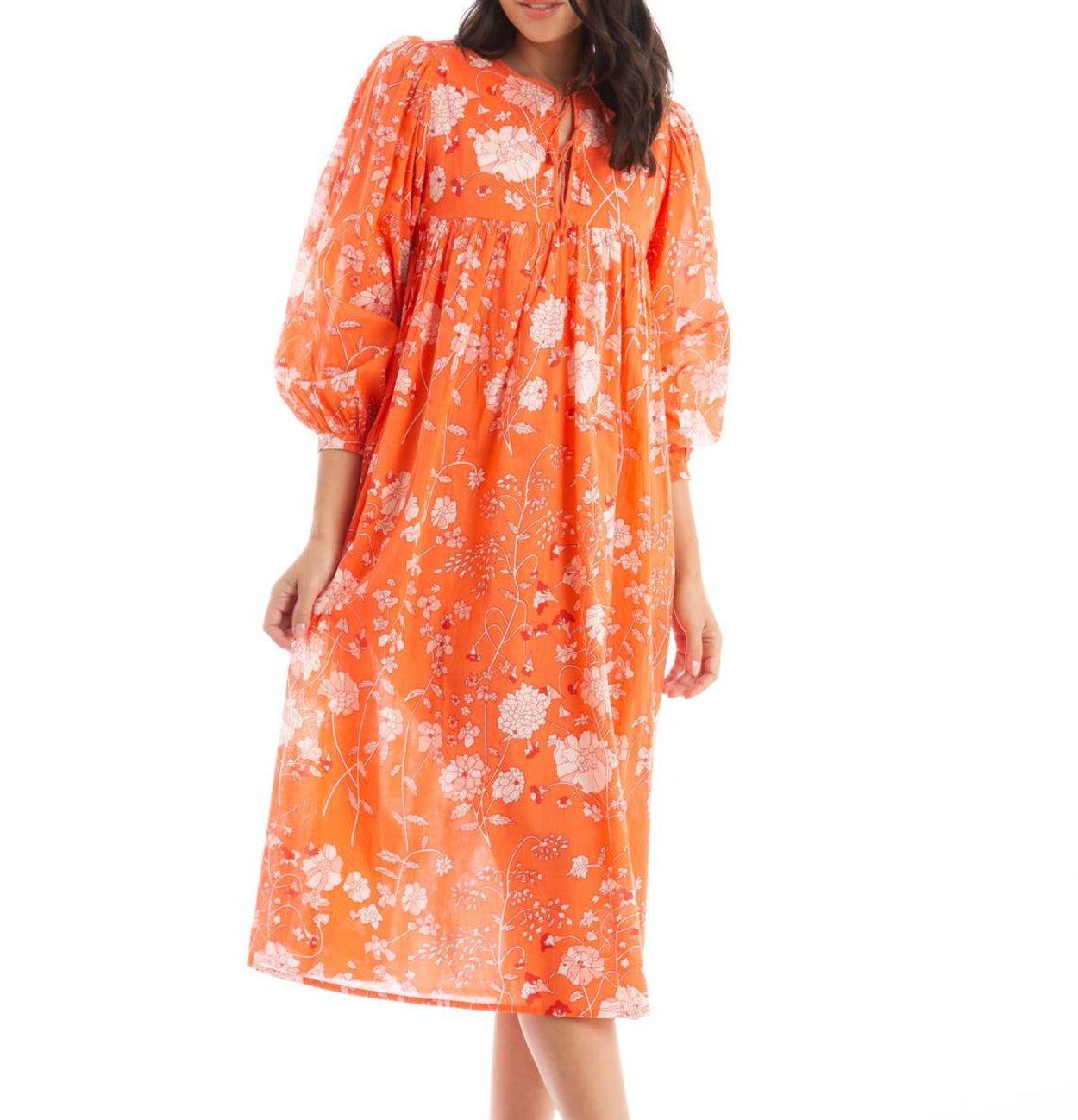 Matta Hamsa Garden Dress - Coral