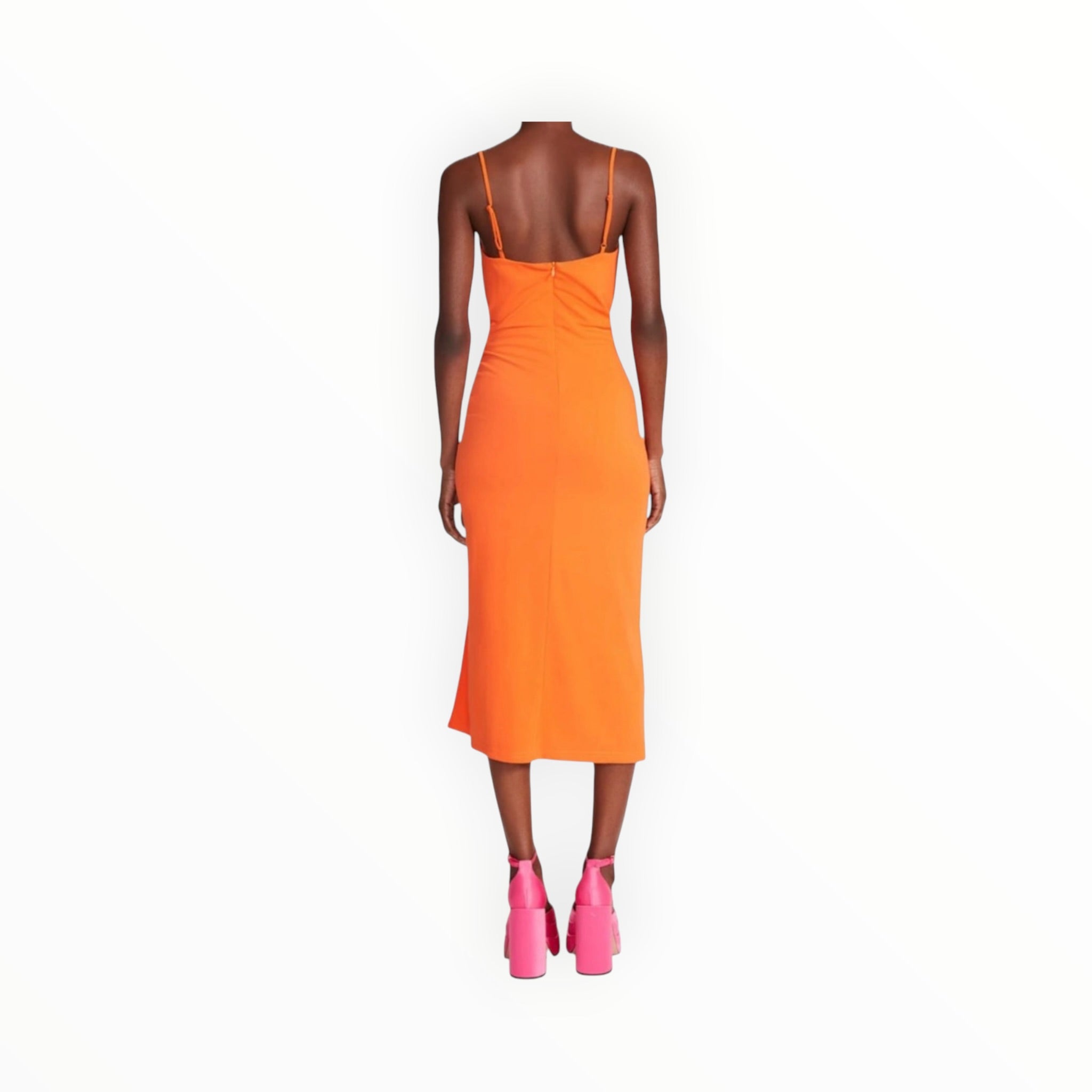 Steve Madden Mica Square Neck Dress - Bright Orange