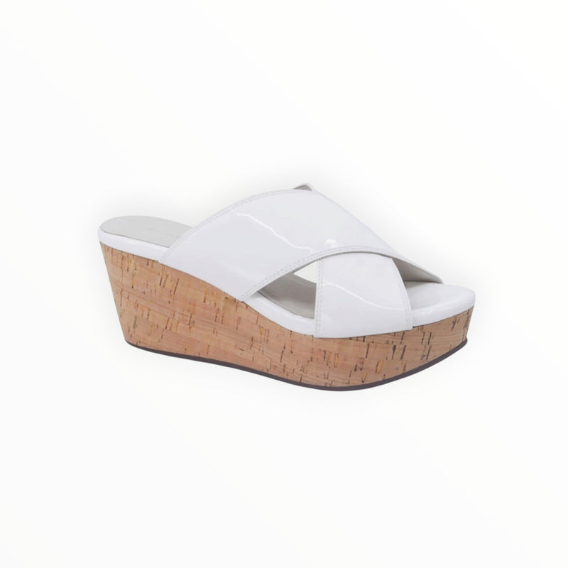 Chocolate Blu Winner Wedge - Patent White